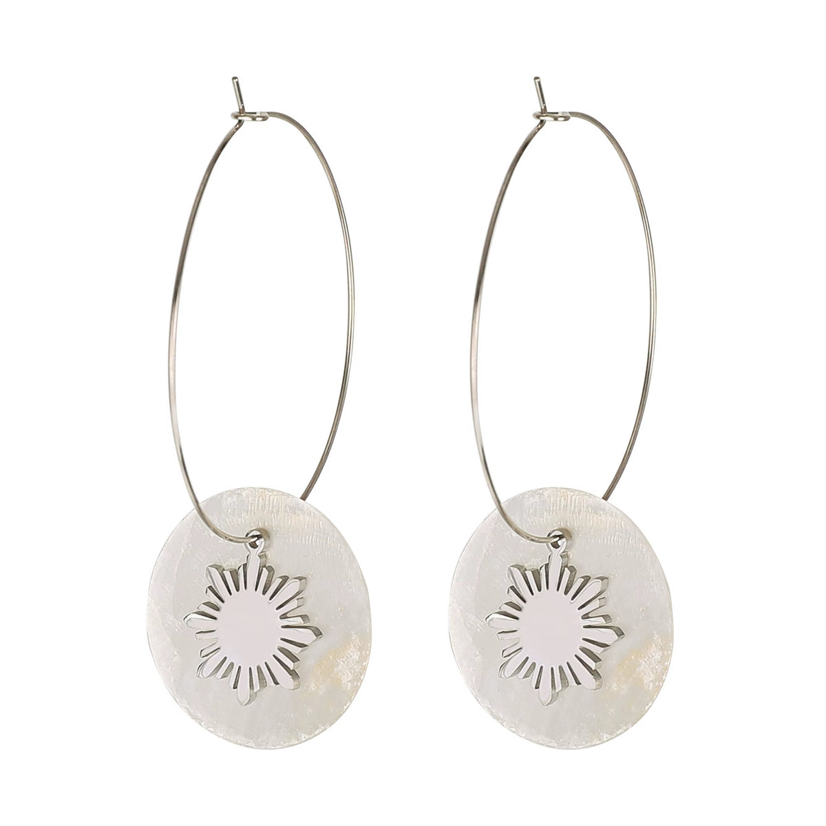 Philippine Sun and Capiz Hoop Earrings