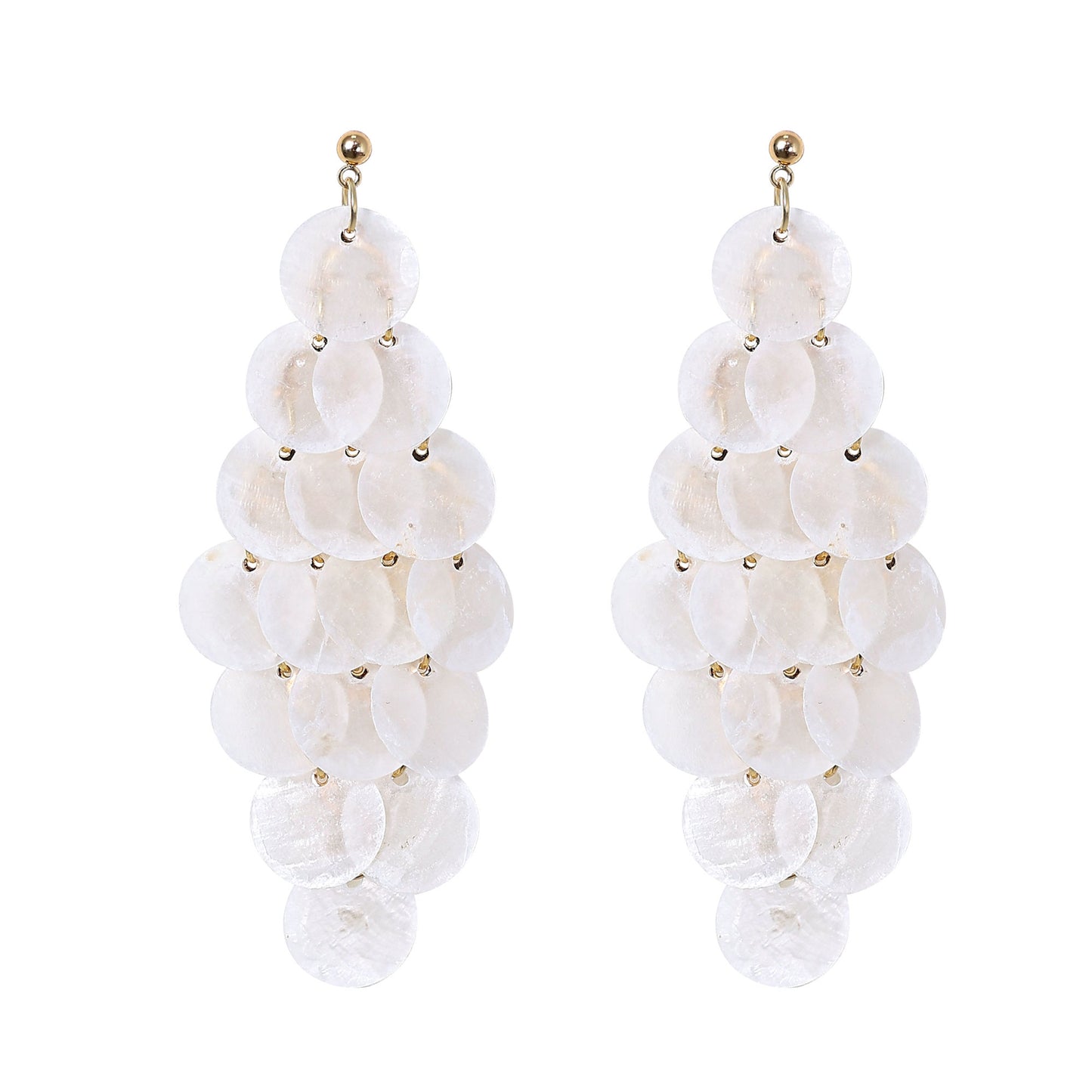 Handcrafted Cascading Capiz Shell Chandelier Earrings