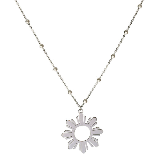 Philippine Sun Statement Pendant Necklace with Beaded Chain