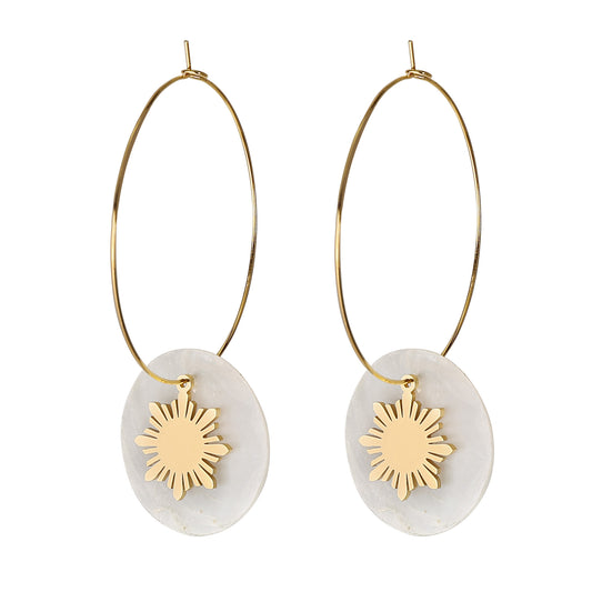Philippine Sun and Capiz Hoop Earrings