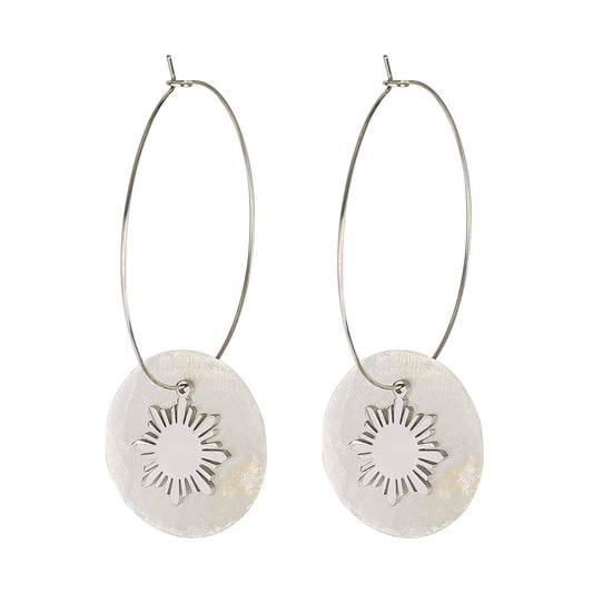 Philippine Sun and Capiz Hoop Earrings