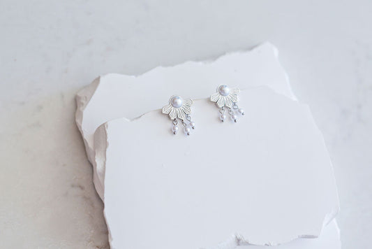 Half Philippine Sun and Pearl Earrings