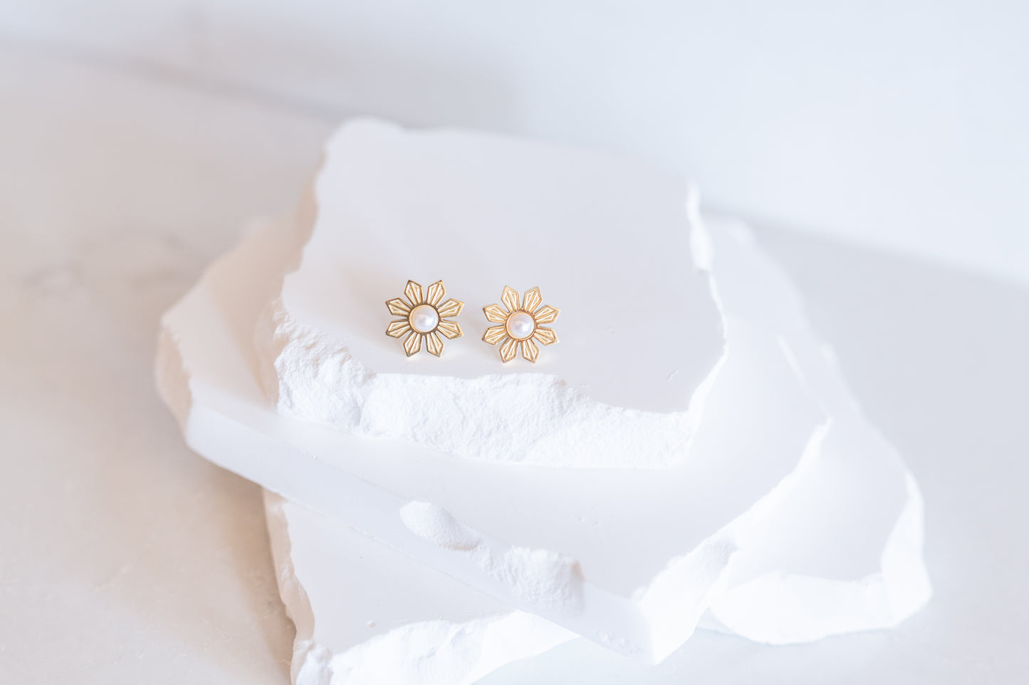 Philippine Sun and Pearl Stud Earrings