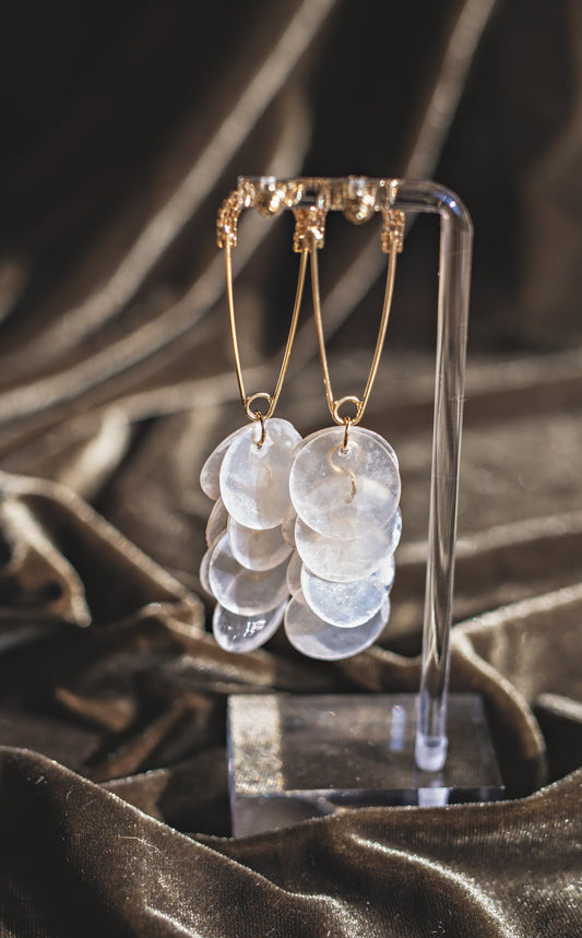 Handcrafted Capiz Shell Safety Pin Statement Earrings
