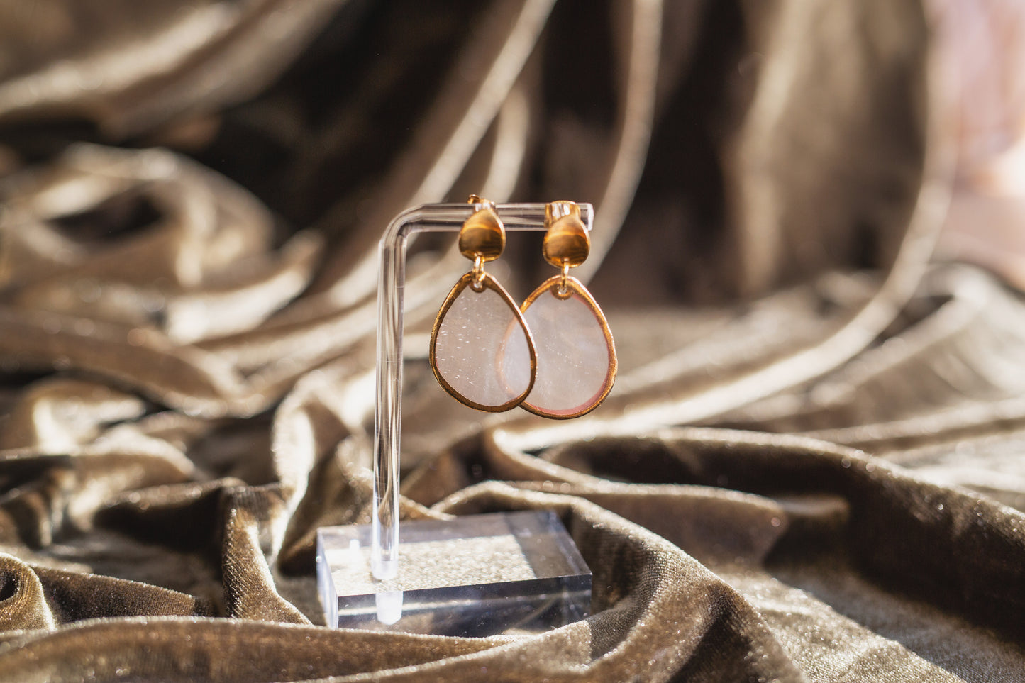 Handcrafted Teardrop Capiz Shell Drop Earrings