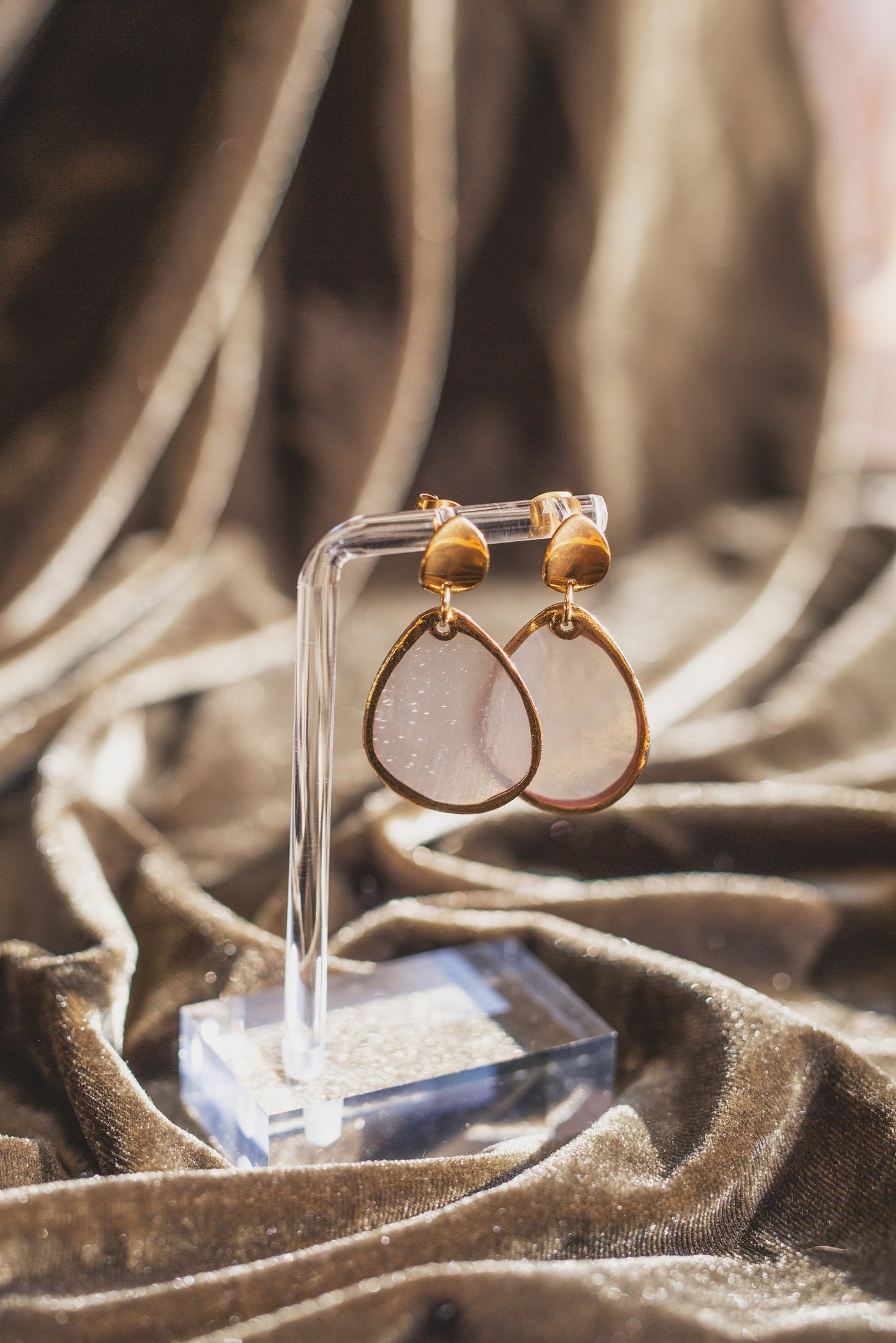 Handcrafted Teardrop Capiz Shell Drop Earrings