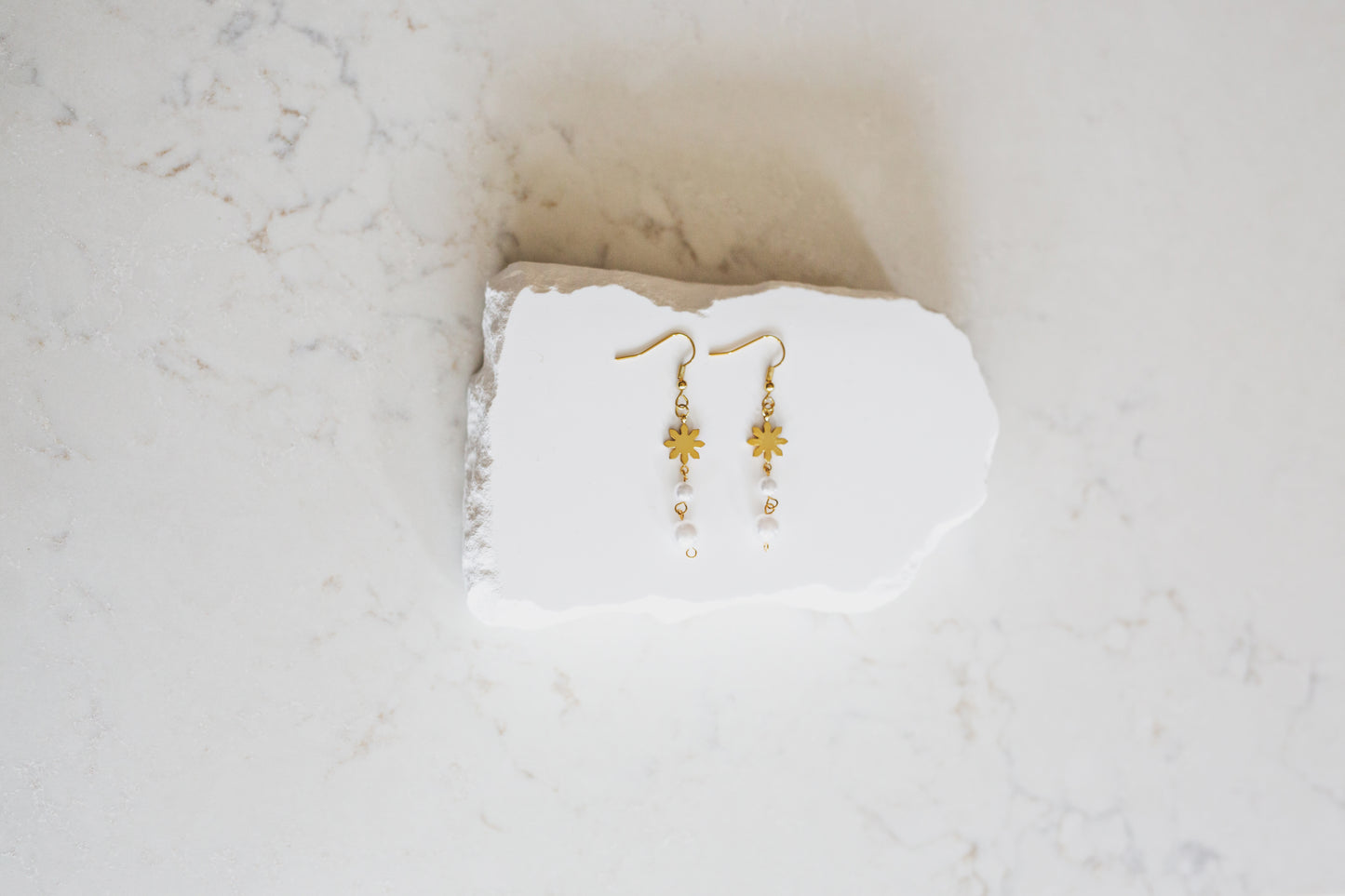 Dainty Philippine Sun and Pearl Dangle Earrings
