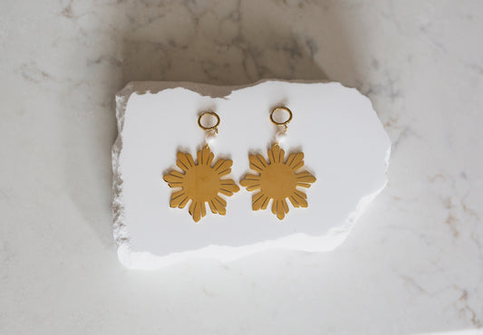 Philippine Sun and Pearl Statement Dangle Earrings