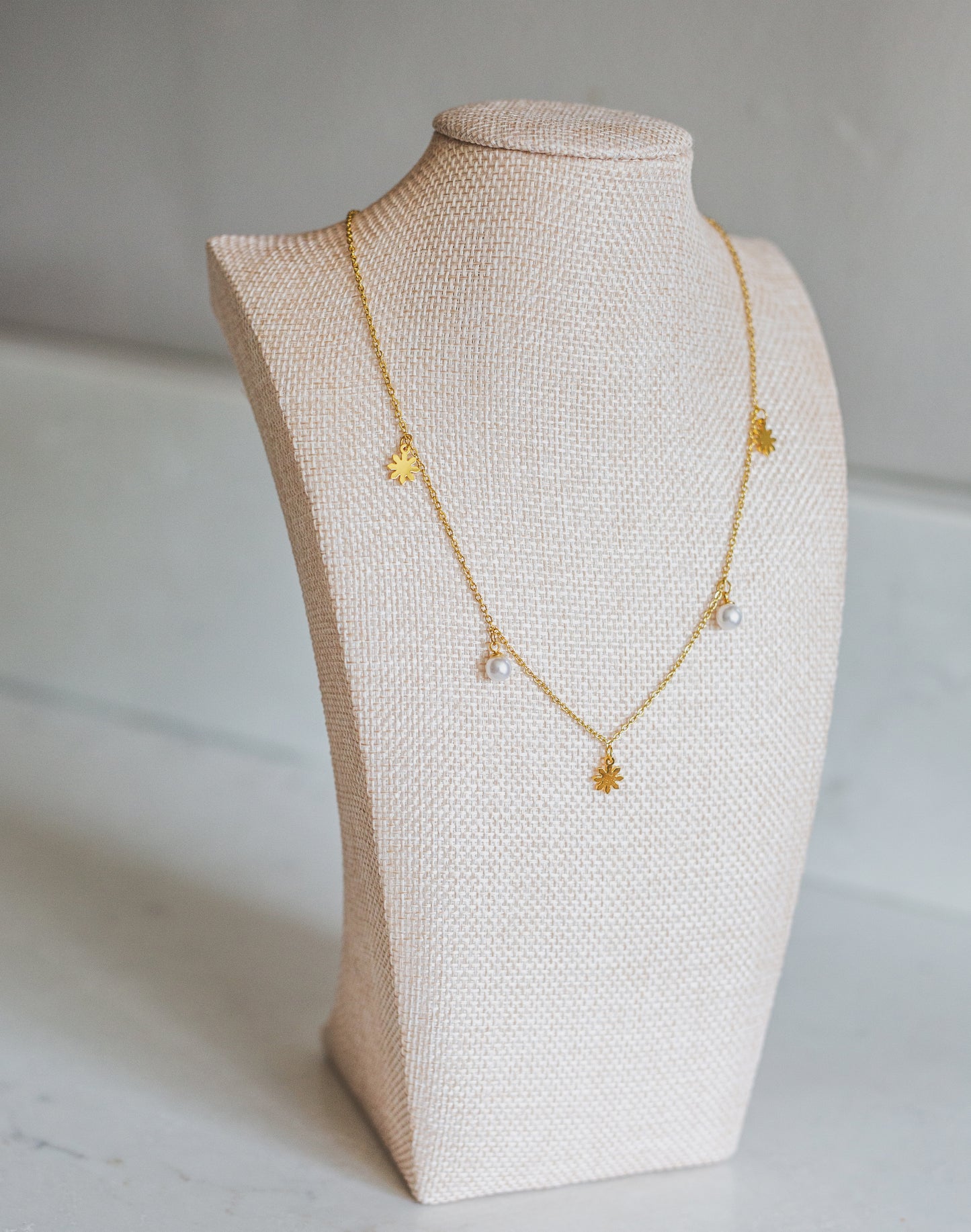 Dainty Philippine Sun and Pearl Necklace