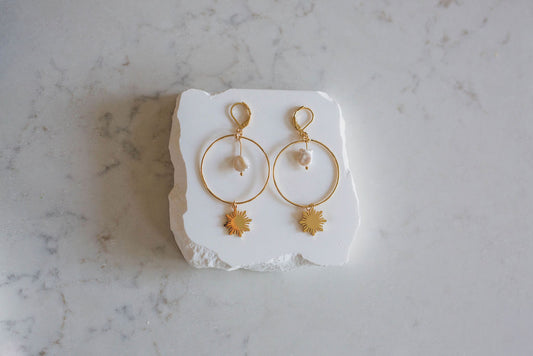 Philippine Sun and Natural Baroque Pearl Earrings